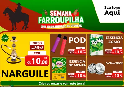 Modelo de Encarte para Encarte A4 Horizontal com o tema Semana Farroupilha - Uma Barbaridade de Ofertas para Tabacaria