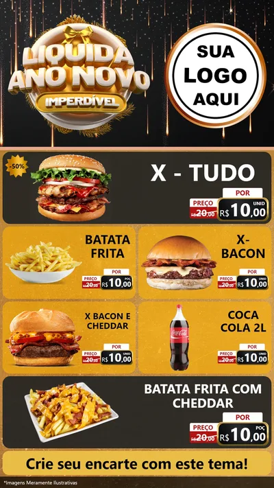 Modelo de TV para TV Vertical com o tema Liquida Ano Novo Imperdível para Hamburgueria