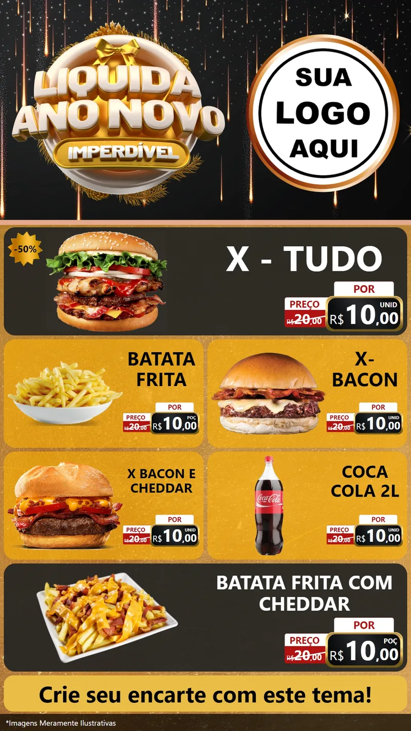Modelo de TV para TV Vertical com o tema Liquida Ano Novo Imperdível para Hamburgueria