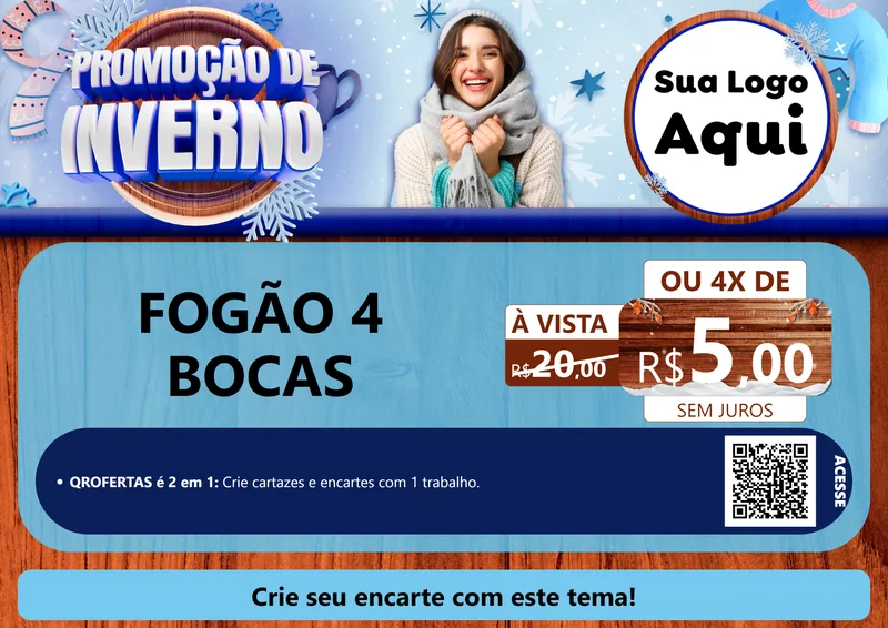 Modelo de Cartaz para Cartaz A4 Horizontal com o tema Promoção de Inverno para Móveis e Eletro