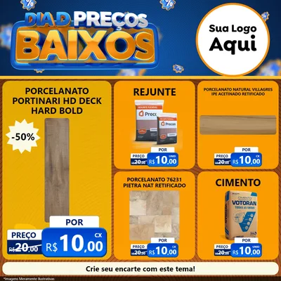 Modelo de Rede Social para Feed Facebook com o tema Dia D Preço Baixo para Pisos e revestimentos