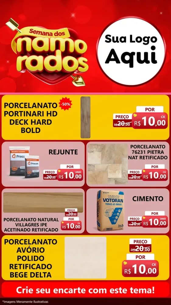 Modelo de TV para TV Vertical com o tema Semana dos namorados para Pisos e revestimentos