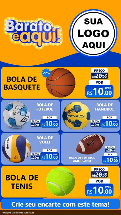 Modelo de TV para TV Vertical com o tema Barato é aqui para Artigos Esportivos