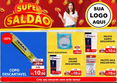 Modelo de Encarte para Encarte A4 Horizontal com o tema Super Saldão para Embalagens