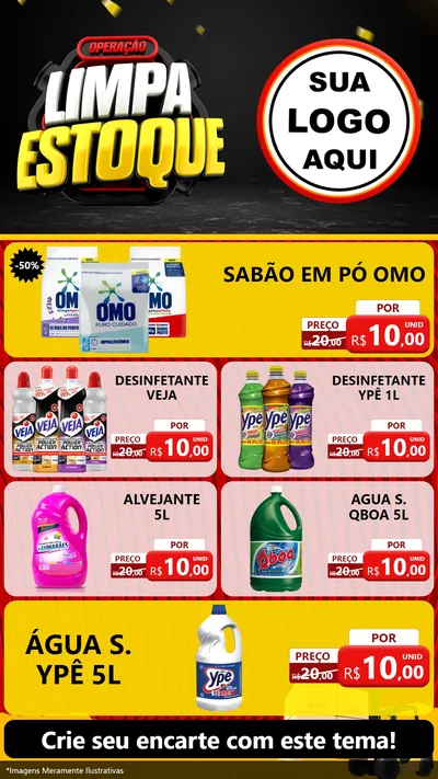 Modelo de TV para TV Vertical com o tema Operação Limpa Estoque para Produtos de Limpeza