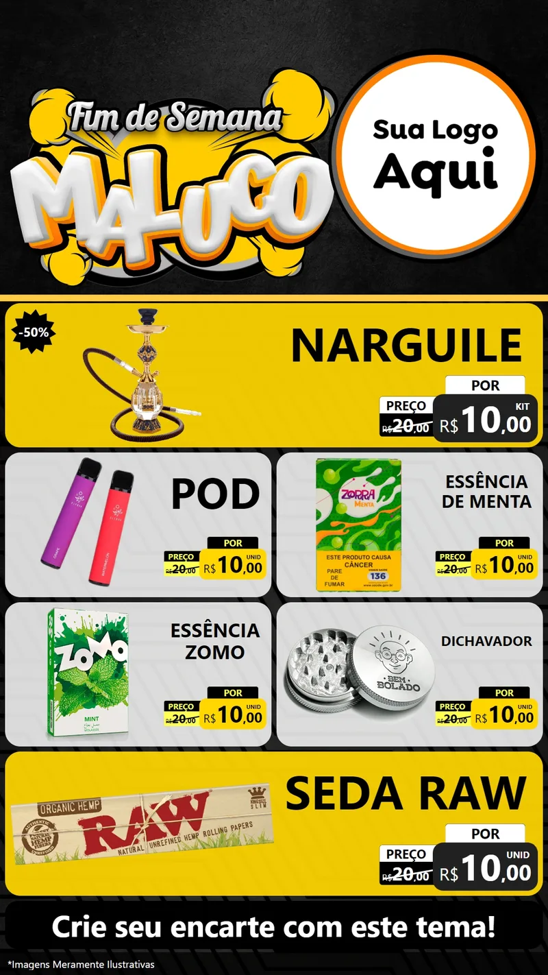 Modelo de TV para TV Vertical com o tema Fim de Semana Maluco para Tabacaria