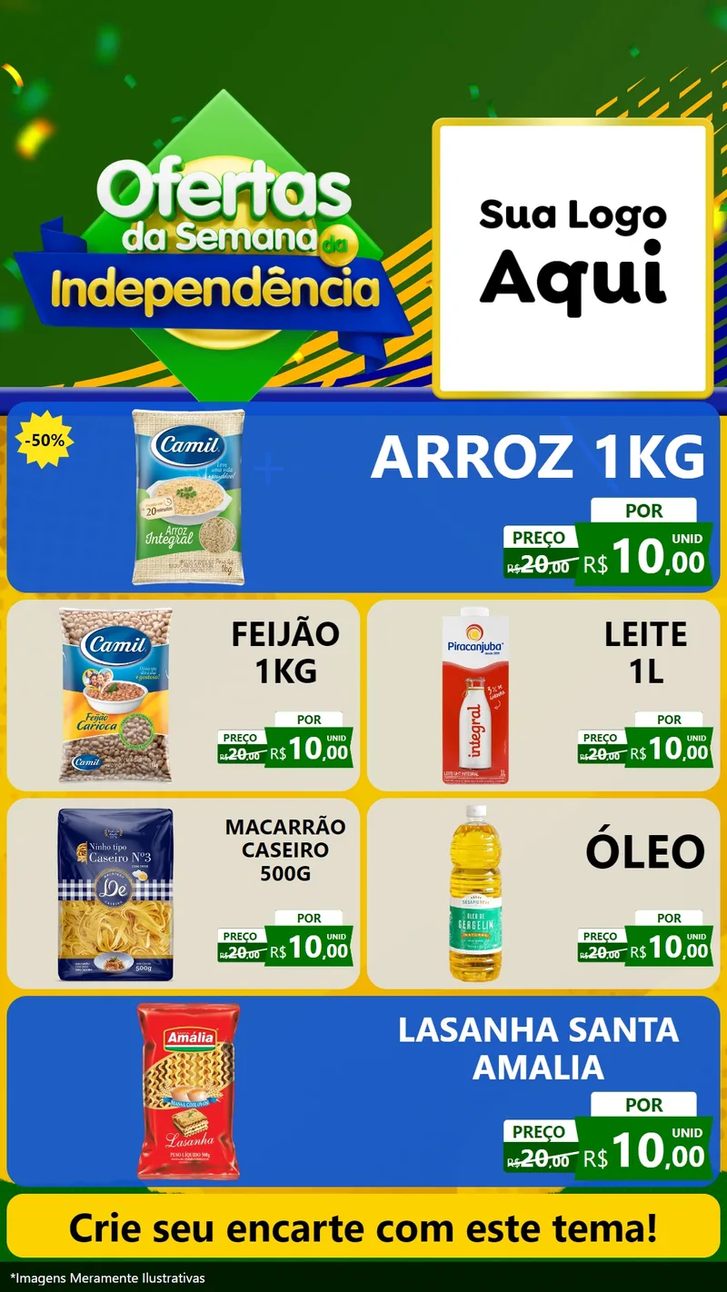 Modelo de TV para TV Vertical com o tema Ofertas da Semana da Independência para Supermercado