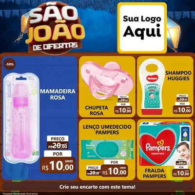 Modelo de Rede Social para Feed Facebook com o tema São João Ofertas Imbatíveis! - Junina para Bebês