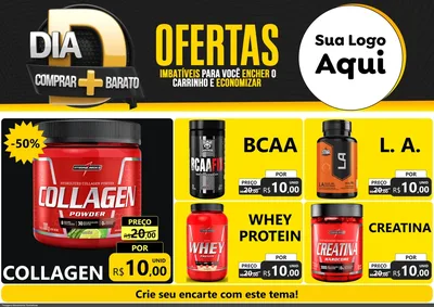Modelo de Encarte para Encarte A4 Horizontal com o tema Dia D Mais Economia para Suplementos alimentares