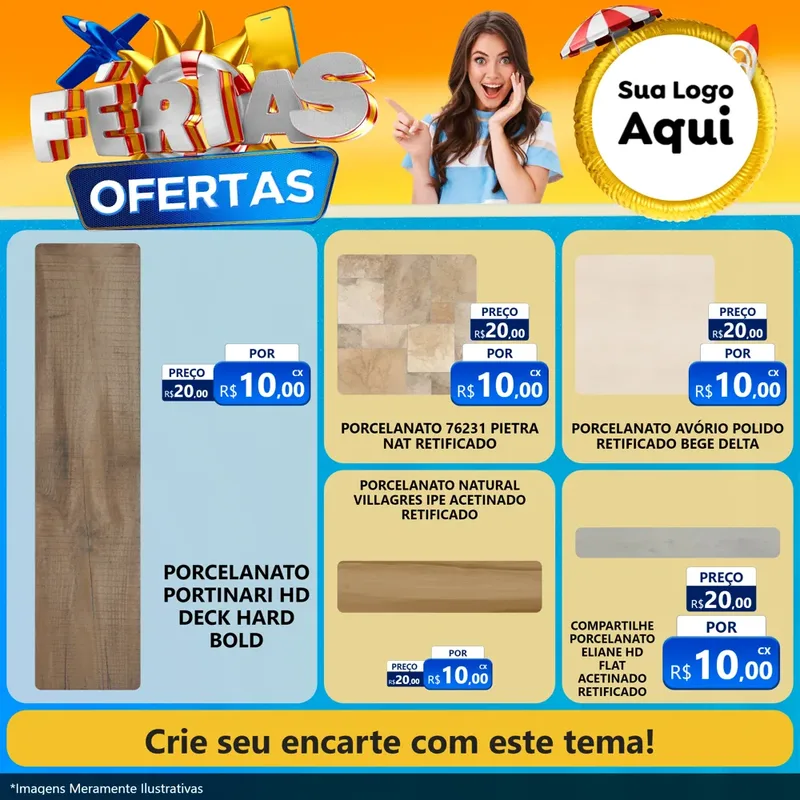 Modelo de Rede Social para Feed Facebook com o tema Ofertas - Férias para Pisos e revestimentos
