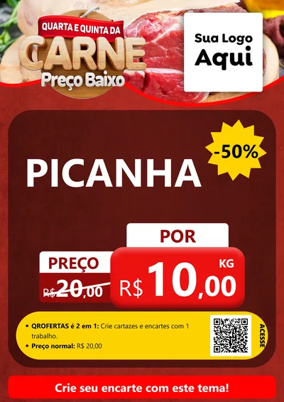 Modelo de Cartaz para Cartaz A4 Vertical com o tema Quarta e Quinta da Carne para Açougue