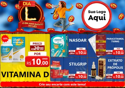 Modelo de Encarte para Encarte A4 Horizontal com o tema Dia L - O Dia Mais Barato Do Mês para Farmácia