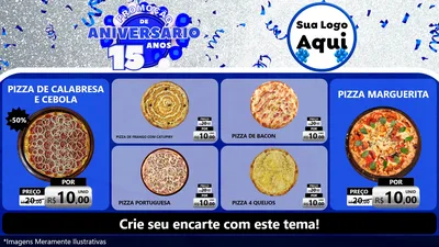 Modelo de TV para TV Horizontal com o tema Promoção de Aniversário - 15 Anos para Pizzaria