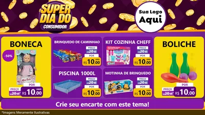 Modelo de TV para TV Horizontal com o tema Super Dia do Consumidor para Brinquedos