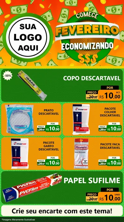 Modelo de TV para TV Vertical com o tema Comece Fevereiro Economizando para Embalagens