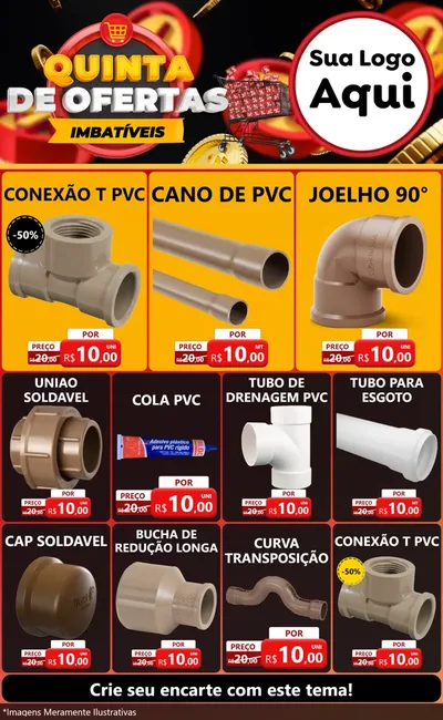 Modelo de Encarte para Encarte Grande com o tema Quinta de Ofertas Imbatíveis para Tubos e conexões