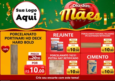 Modelo de Encarte para Encarte A4 Horizontal com o tema Dia das Mães para Pisos e revestimentos