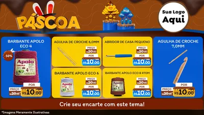 Modelo de TV para TV Horizontal com o tema Páscoa para Armarinho e Aviamentos