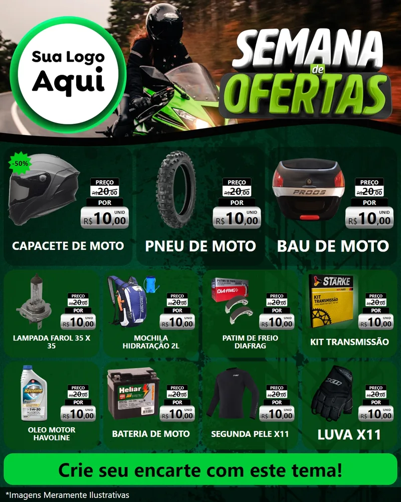 Modelo de Rede Social para Feed Instagram com o tema Semana De Ofertas - Motopeças para Moto peças