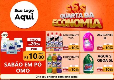 Modelo de Encarte para Encarte A4 Horizontal com o tema Quarta da Economia para Produtos de Limpeza