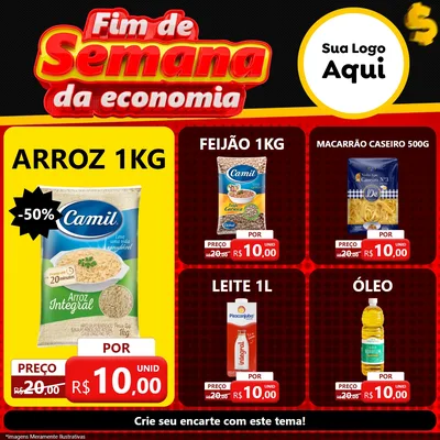 Modelo de Rede Social para Feed Facebook com o tema Fim de Semana da Economia para Supermercado