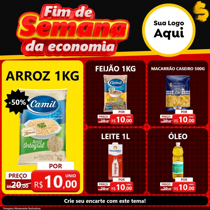 Modelo de Rede Social para Feed Facebook com o tema Fim de Semana da Economia para Supermercado