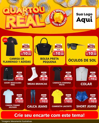 Modelo de Rede Social para Feed Instagram com o tema Quartou do Real para Roupas e acessórios