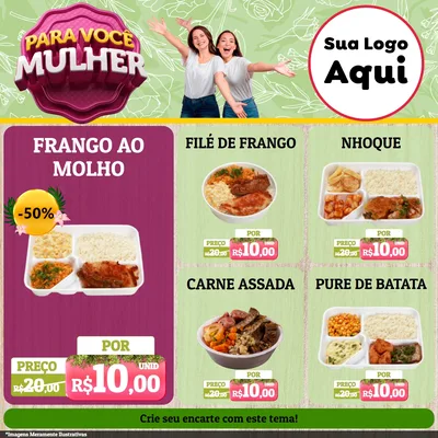 Modelo de Rede Social para Feed Facebook com o tema Para Você Mulher para Restaurante