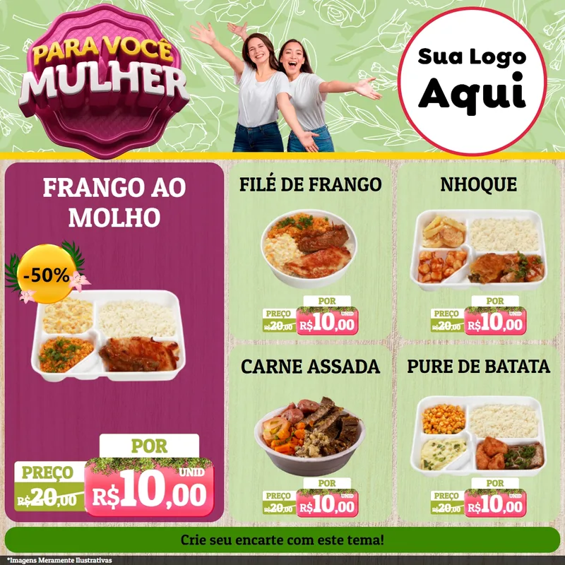 Modelo de Rede Social para Feed Facebook com o tema Para Você Mulher para Restaurante