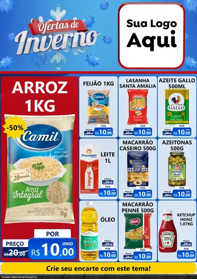 Modelo de Encarte para Encarte A4 Vertical com o tema Ofertas de Inverno para Supermercado