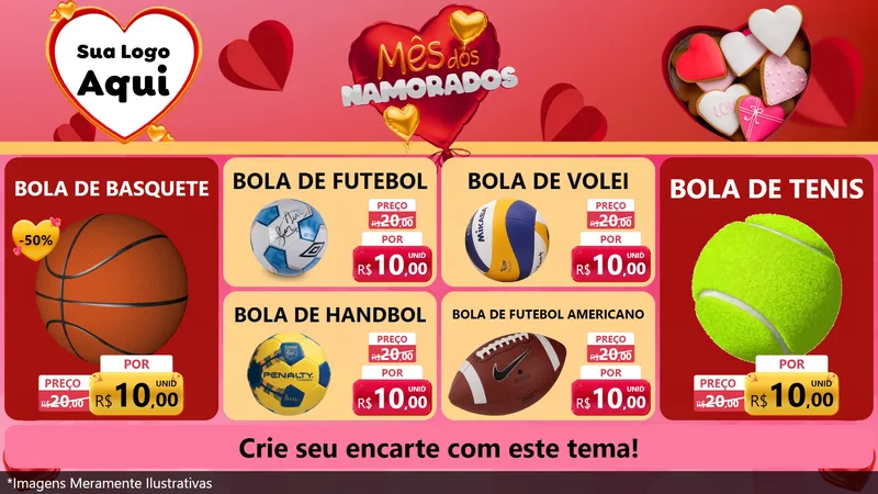 Modelo de TV para TV Horizontal com o tema Mês dos Namorados para Artigos Esportivos