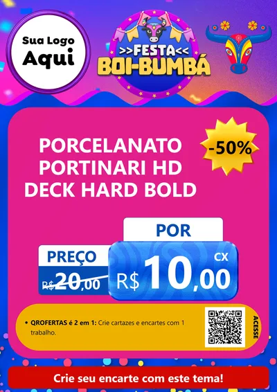 Modelo de Cartaz para Cartaz A4 Vertical com o tema Festa Boi-Bumbá para Pisos e revestimentos