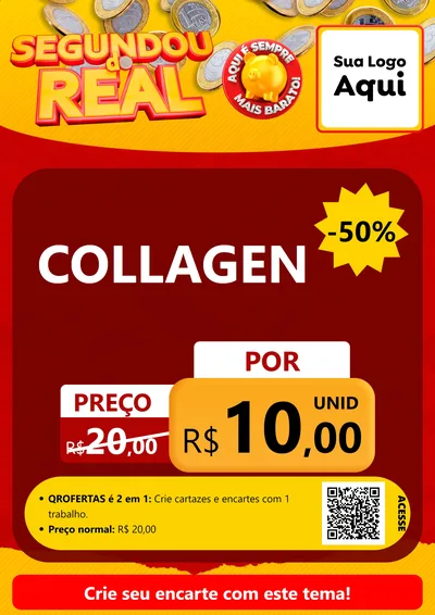 Modelo de Cartaz para Cartaz A4 Vertical com o tema Segundou do Real para Suplementos alimentares