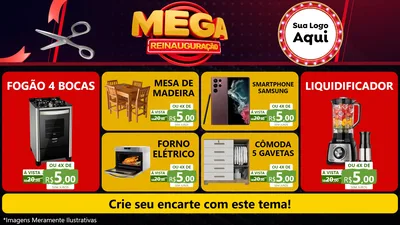 Modelo de TV para TV Horizontal com o tema Mega Reinauguração para Móveis e Eletro