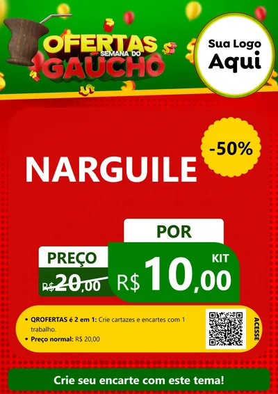 Modelo de Cartaz para Cartaz A4 Vertical com o tema Ofertas Semana Do Gaúcho para Tabacaria