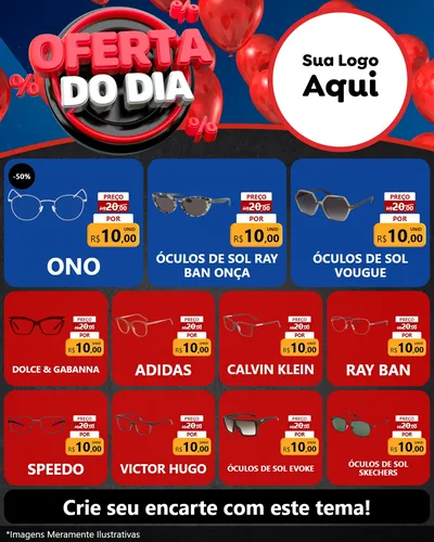 Modelo de Rede Social para Feed Instagram com o tema Oferta do Dia para Óticas