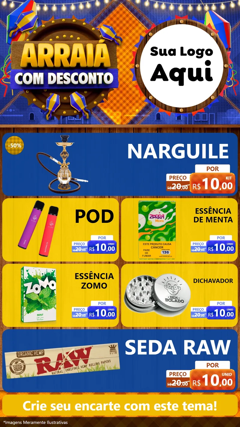 Modelo de TV para TV Vertical com o tema Arraiá Com Desconto para Tabacaria