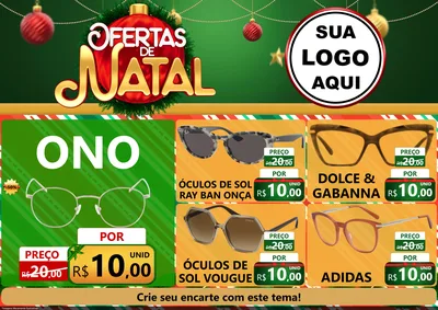 Modelo de Encarte para Encarte A4 Horizontal com o tema Ofertas de Natal para Óticas