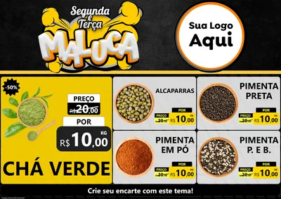 Modelo de Encarte para Encarte A4 Horizontal com o tema Segunda e Terça Maluca para Produtos Naturais