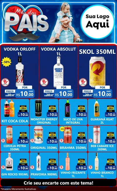 Modelo de Encarte para Encarte Grande com o tema Mês Dos Pais para Distribuidora de bebidas