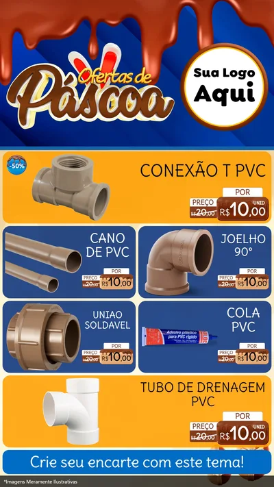 Modelo de TV para TV Vertical com o tema Ofertas de Páscoa para Tubos e conexões