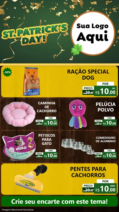 Modelo de TV para TV Vertical com o tema St Patriks Day para Pet Shop