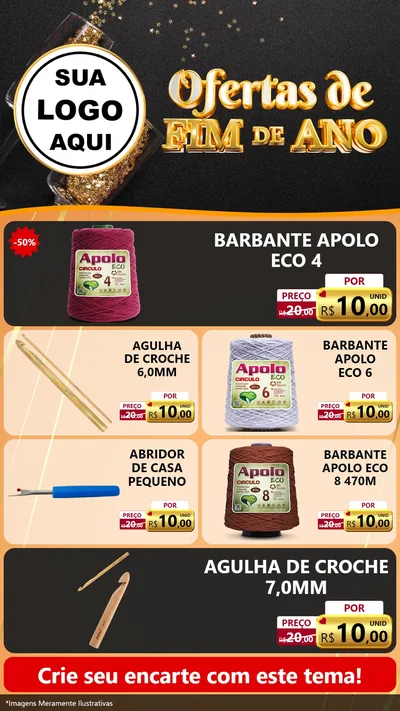 Modelo de TV para TV Vertical com o tema Ofertas de Fim de Ano para Armarinho e Aviamentos