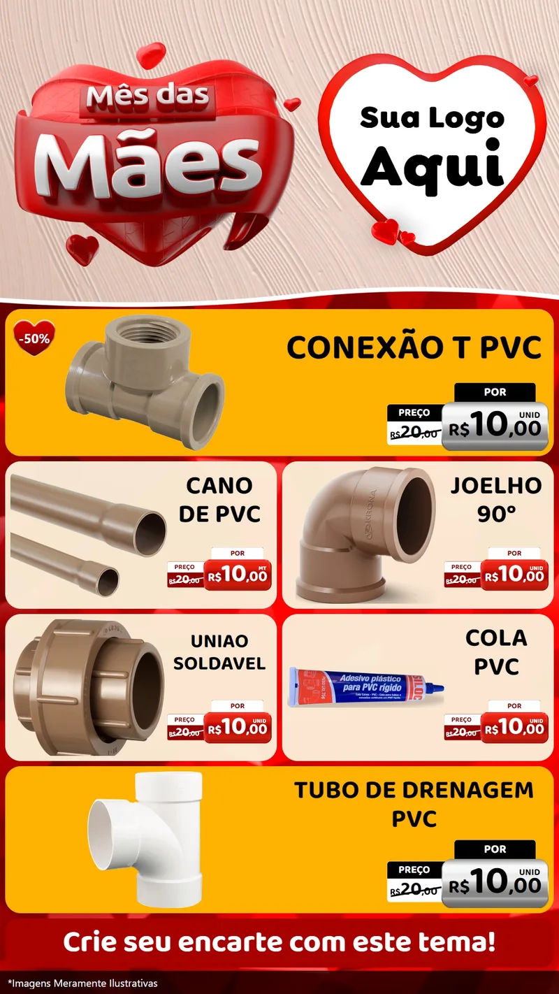 Modelo de TV para TV Vertical com o tema Mês das Mães para Tubos e conexões