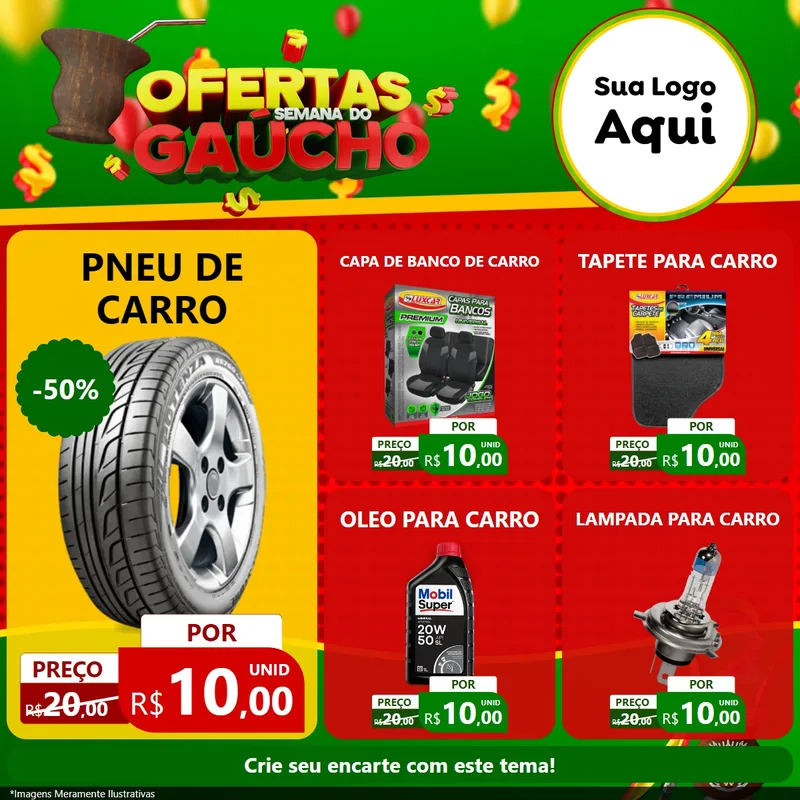 Modelo de Rede Social para Feed Facebook com o tema Ofertas Semana Do Gaúcho para Auto peças