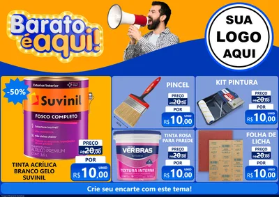 Modelo de Encarte para Encarte A4 Horizontal com o tema Barato é aqui para Tintas e Ferramentas