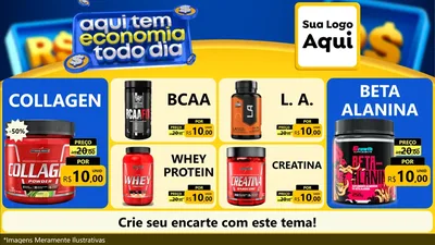 Modelo de TV para TV Horizontal com o tema Aqui Tem Economia Todo Dia para Suplementos alimentares