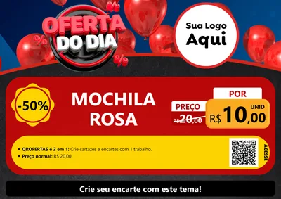 Modelo de Cartaz para Cartaz A4 Horizontal com o tema Oferta do Dia para Papelaria