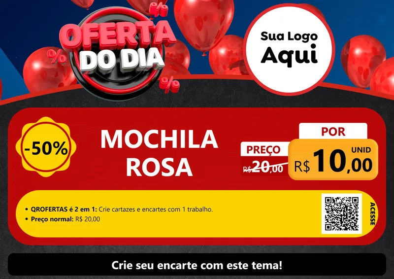 Modelo de Cartaz para Cartaz A4 Horizontal com o tema Oferta do Dia para Papelaria