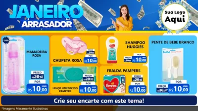 Modelo de TV para TV Horizontal com o tema Janeiro Arrasador para Bebês